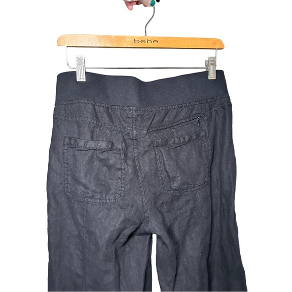 Athleta 100% Linen Wide Leg Pull-On Drawstring Waist Athletic Pants Black Size 6 - Picture 7 of 14